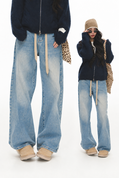 High-Waisted Straight Jeans and Jacket Set-Up