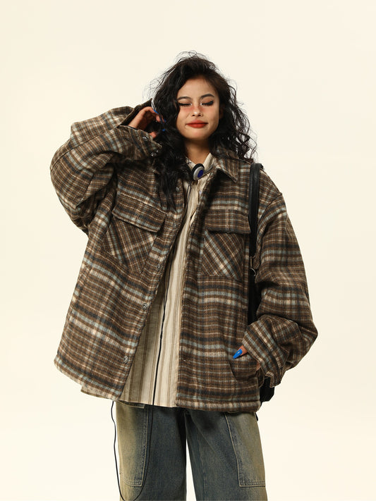 American retro high-end plaid jacket