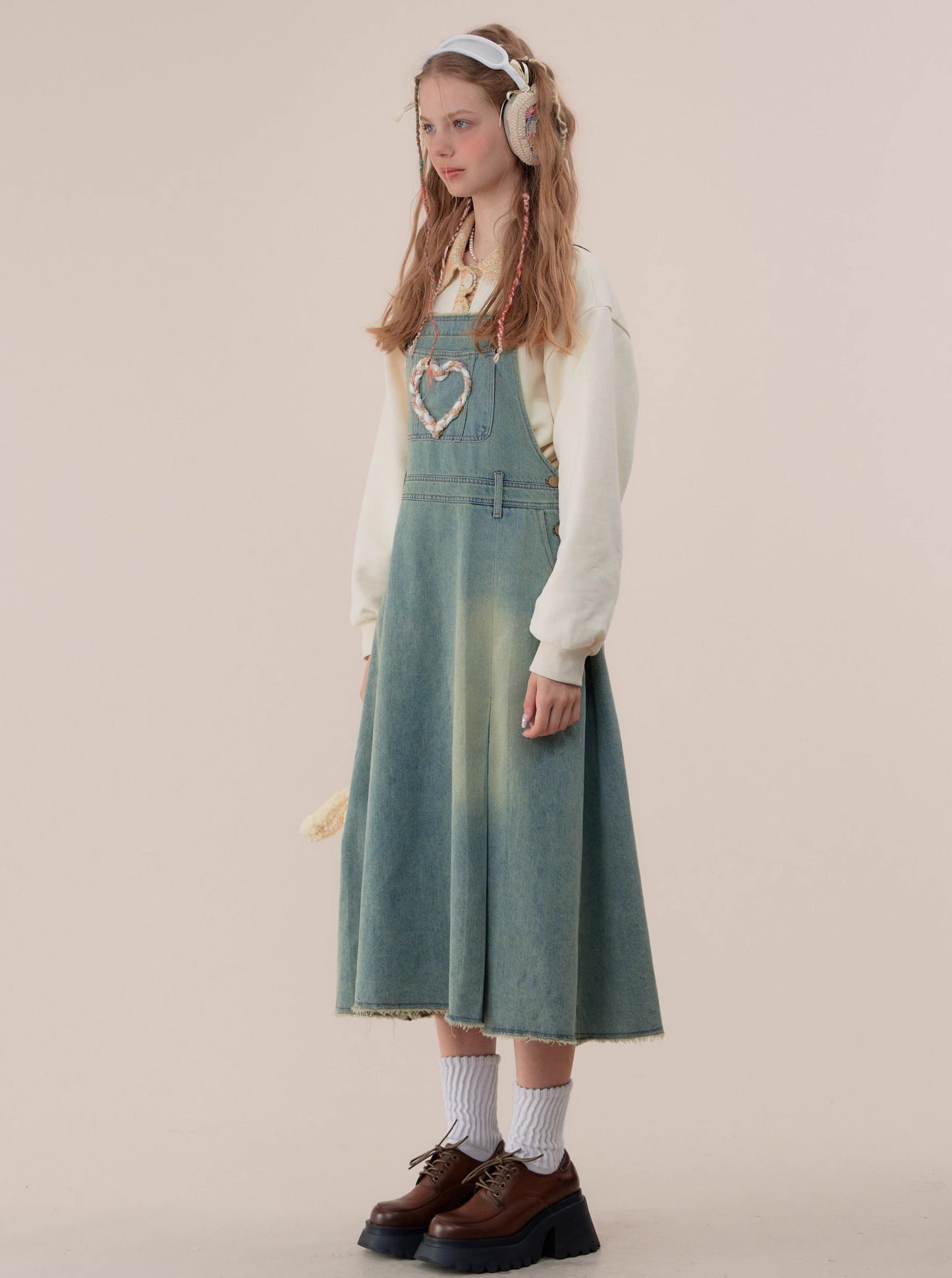 American retro three-dimensional denim dress