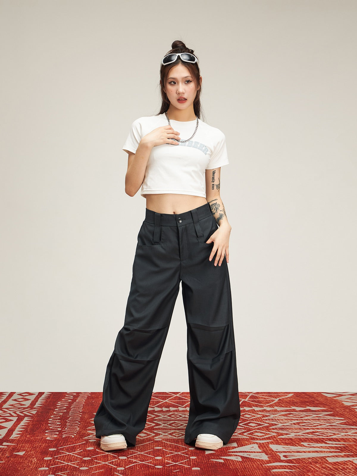 American drape wide-leg mopping pants