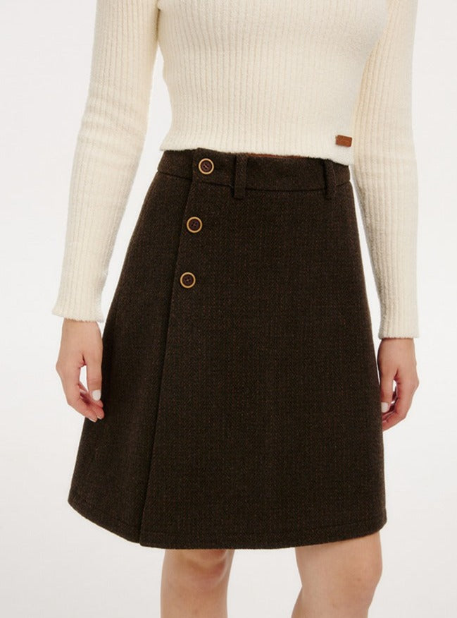 AMERICAN RETRO WOOLEN ONE-PIECE A-LINE SUIT SKIRT