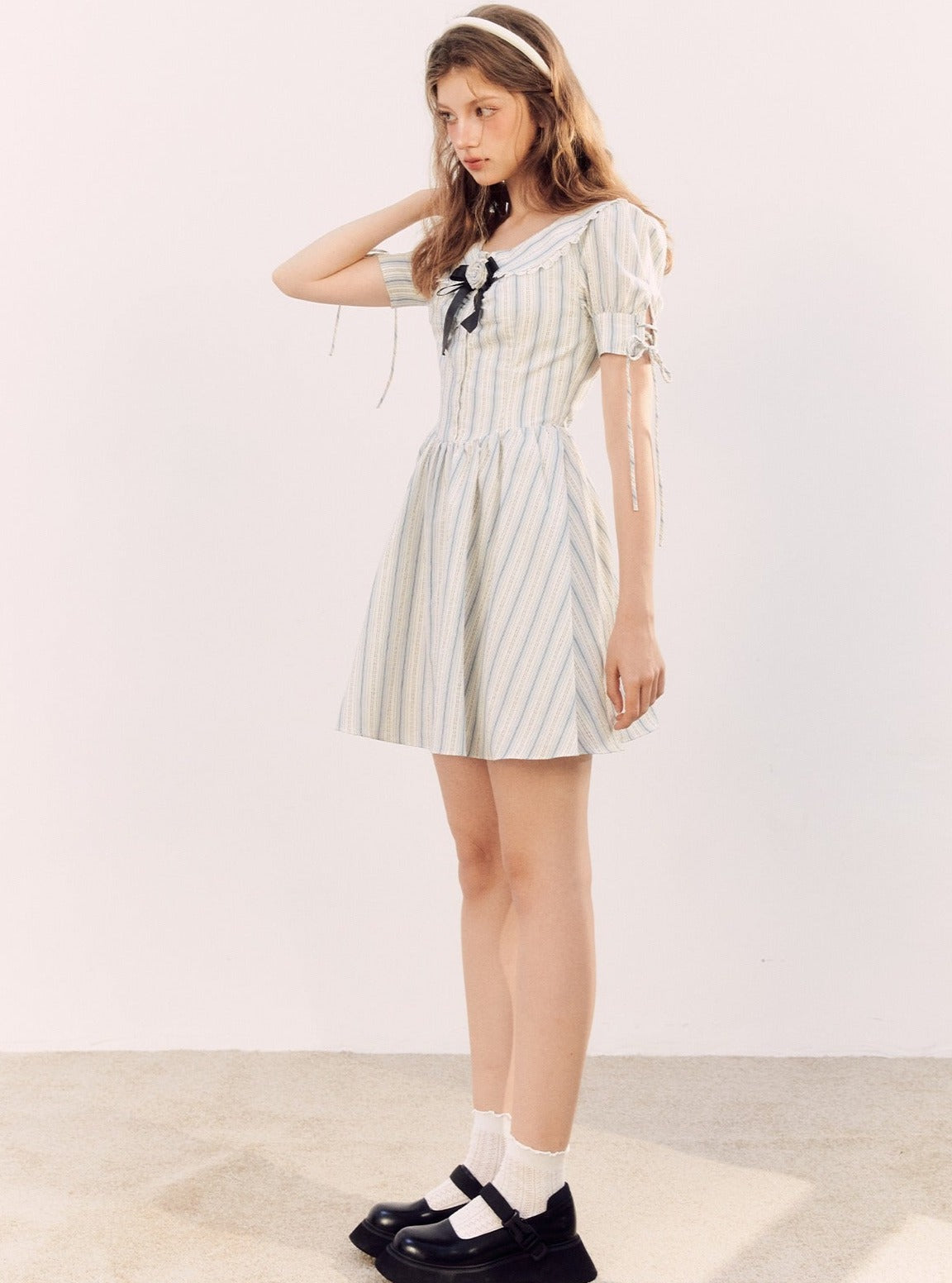 Striped short-sleeved shirt Dress