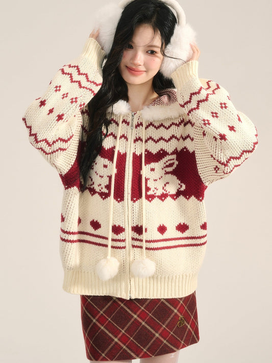 Christmas Bunny Hooded Sweater Outer
