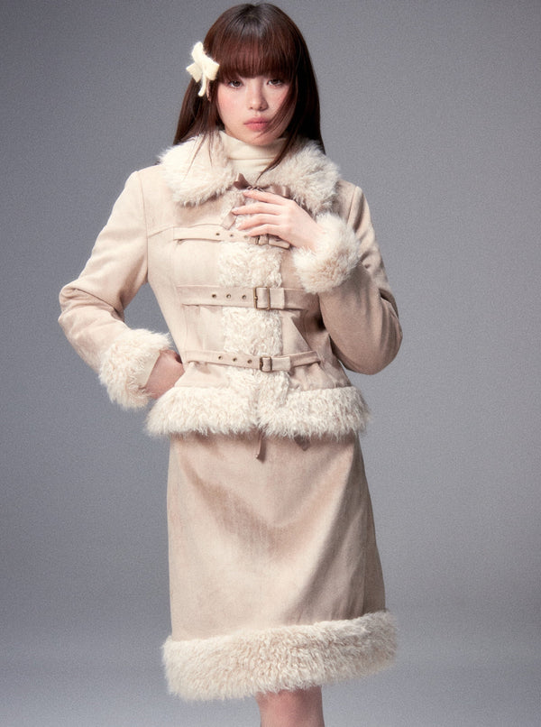 Buckle and Cotton Design Suede Plush Setup