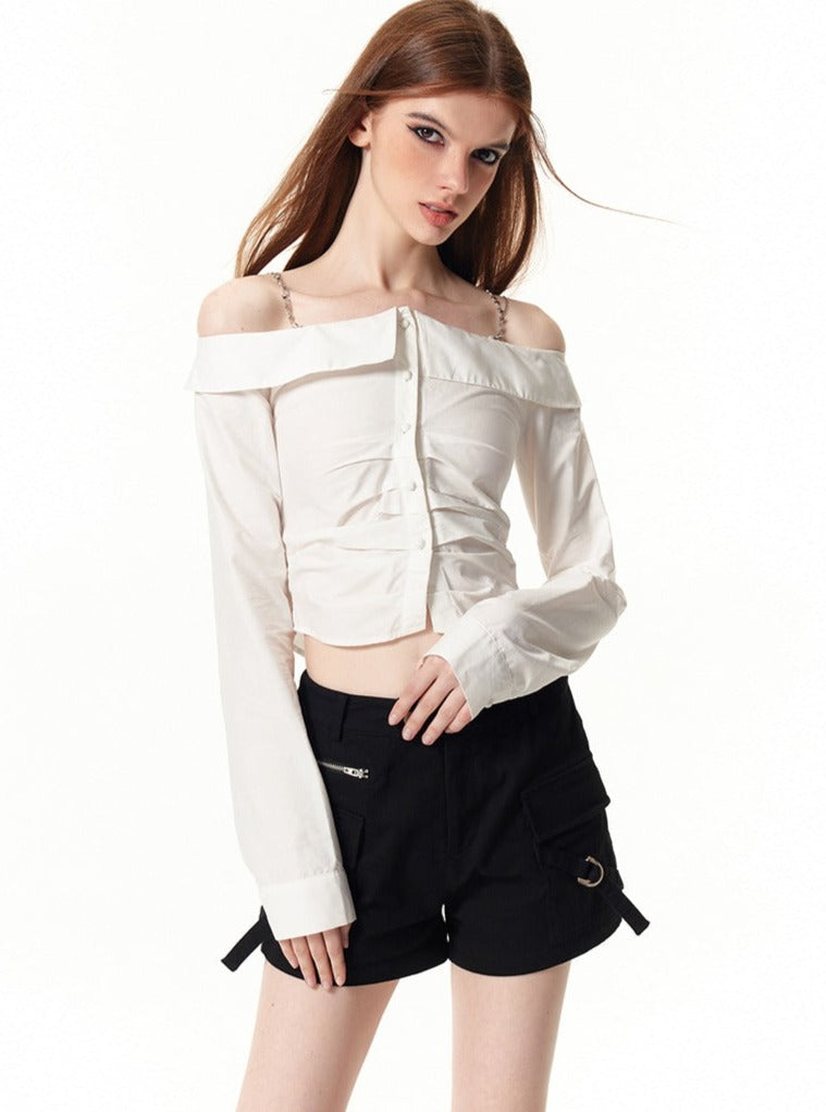 Long-sleeved off-the-shoulder Shirt