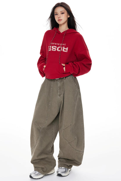 Vintage Red Hooded Sweatshirt