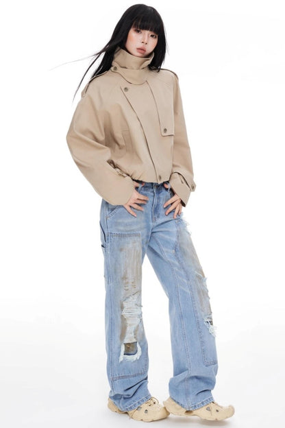 Wide-Leg Denim Pants