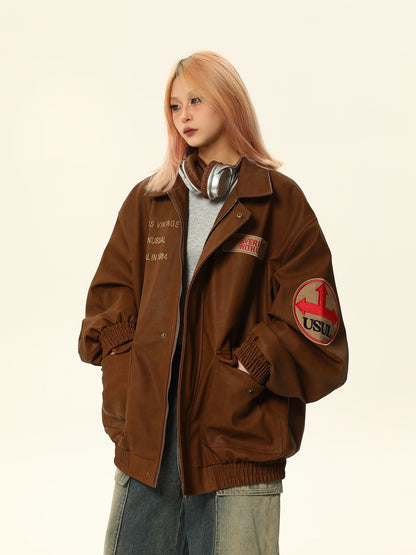 Amerikanische Vintage PU Lederjacke