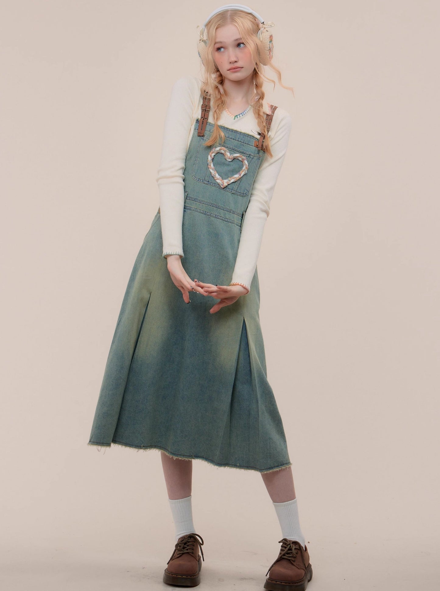 American retro three-dimensional denim dress