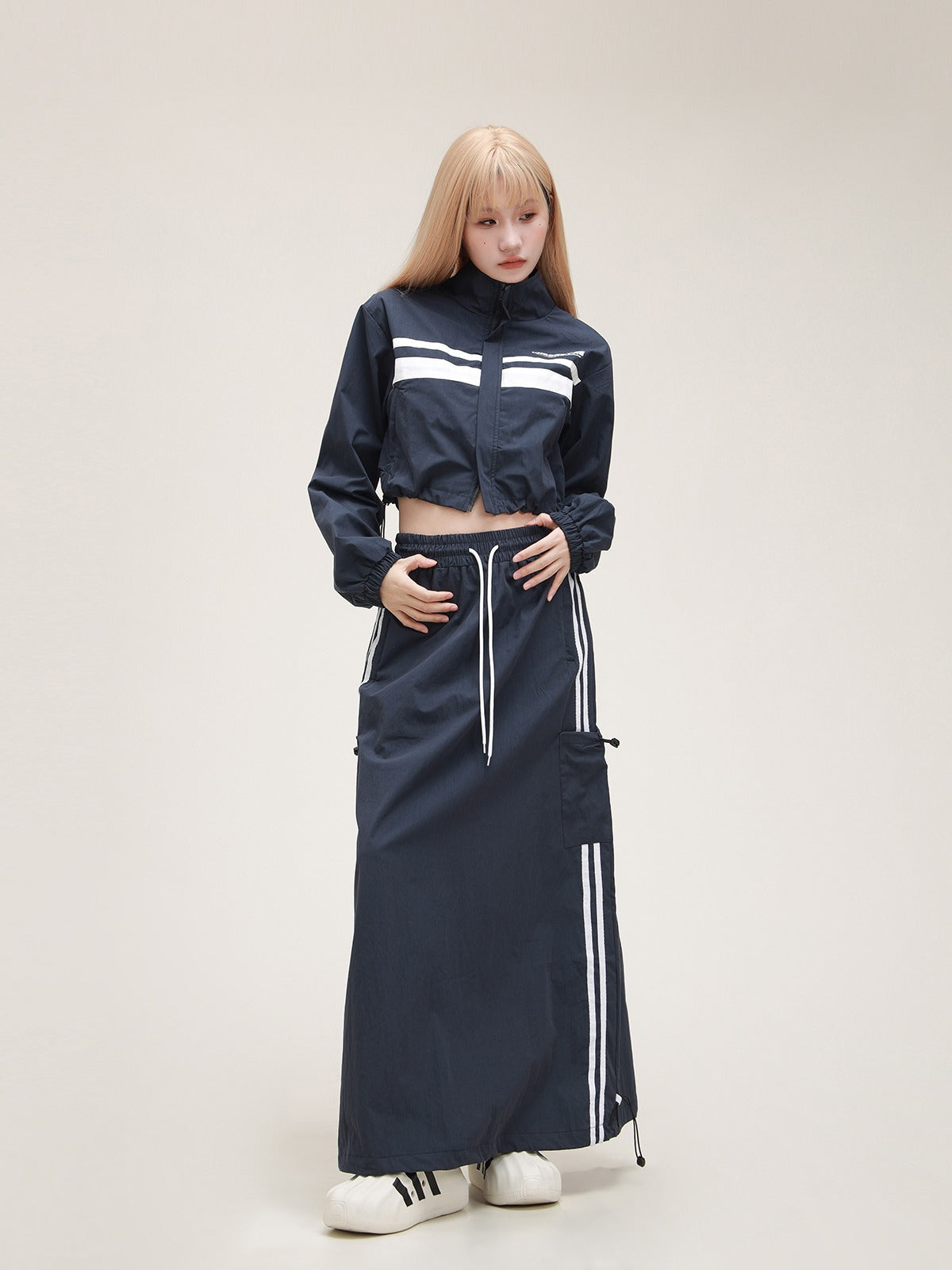 American Sportswear Crop Jacket Skirt Set-up