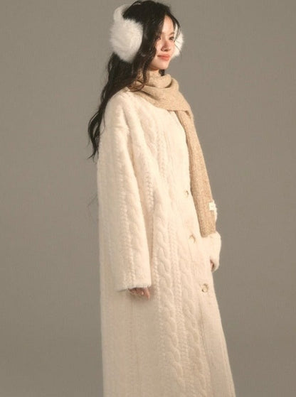 Creamy White Long Fur Jacket