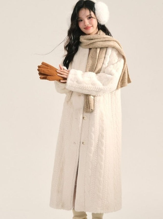 Creamy White Long Fur Jacket