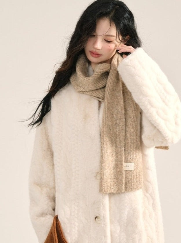 Creamy White Long Fur Jacket