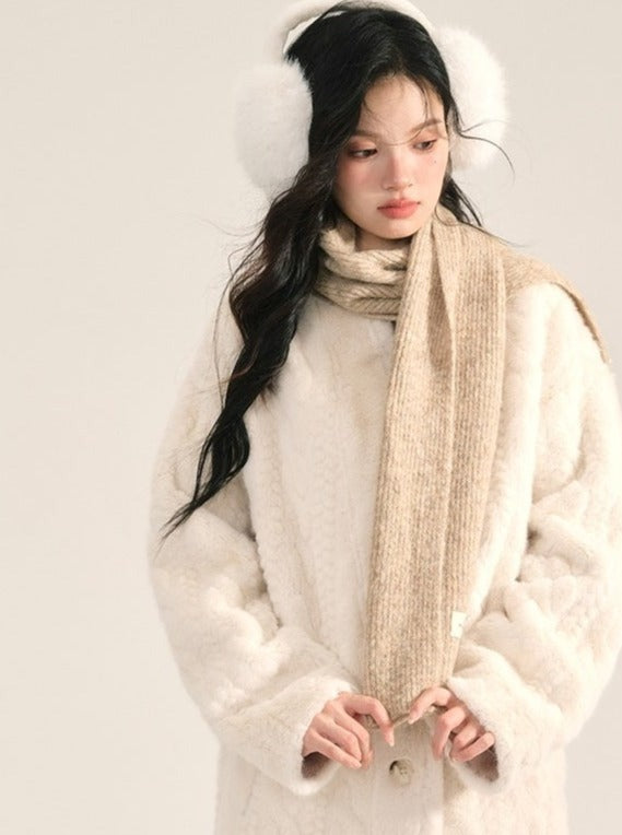 Creamy White Long Fur Jacket