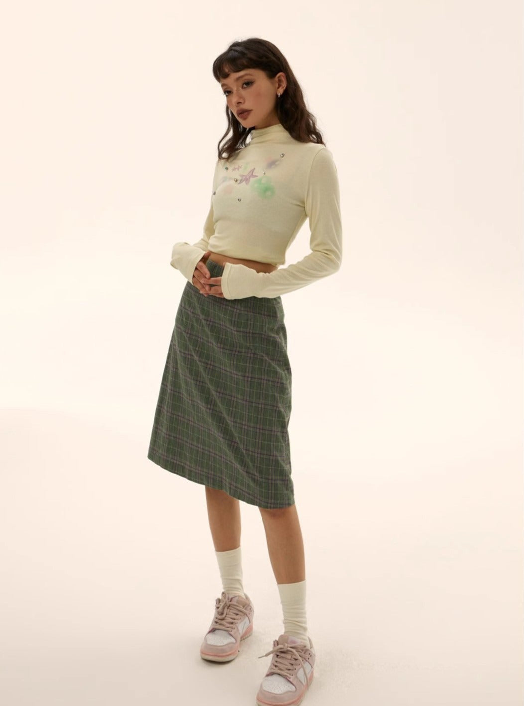 American retro A-line mid-length skirt