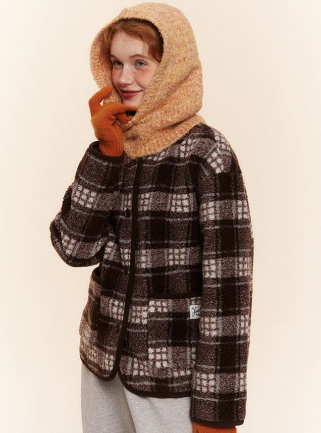 Plaid Lamb Wool Coat