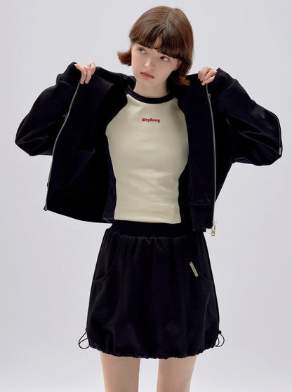 cropped hooded long-sleeved sweatshirt outer