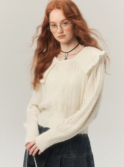 Cropped Mohair Sweater Knitted Tops