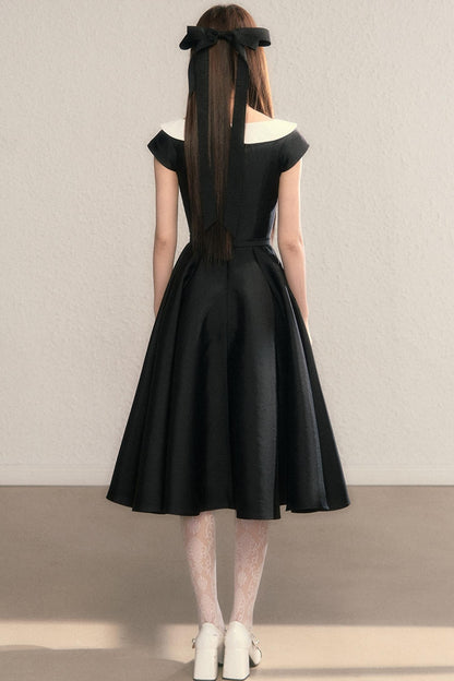 French Temperament Waist Cinched Doll Neck Dress