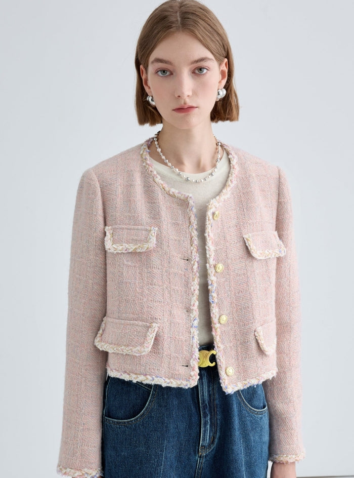 Small Fragrance Tweed Pink Short Jacket
