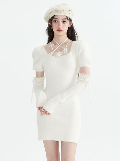 Mink fur pure desire sleeve knit dress