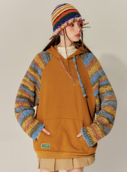 Vintage Hooded Couple Loose Stitched Sweatshirt