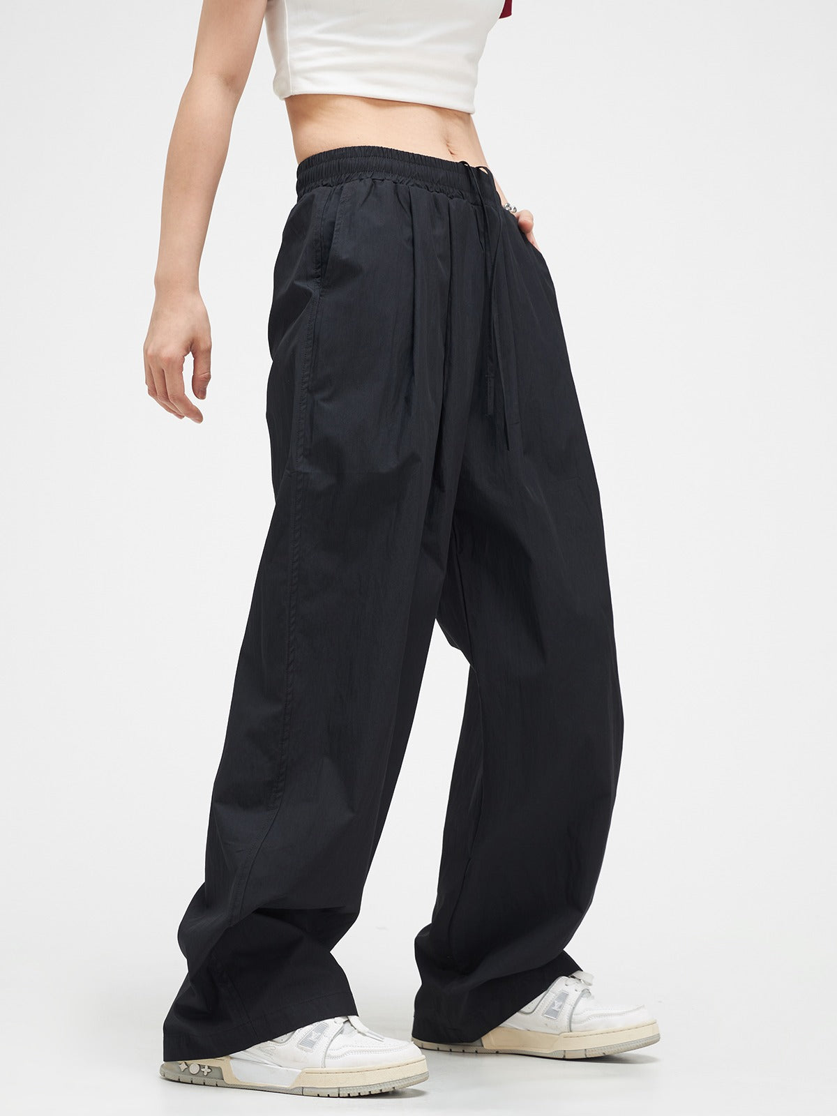 American Retro Lace-up Drap Mop Track Pants