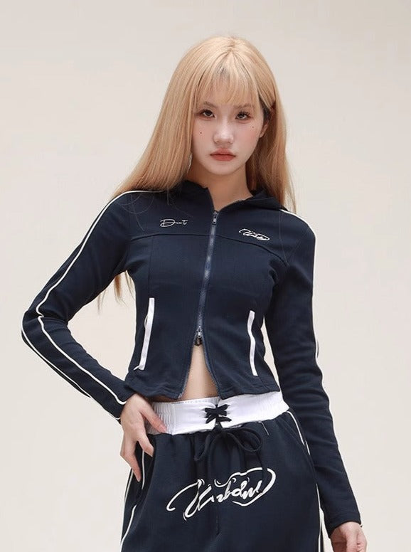 American Babes Cropped Hooded Top Skirt Set