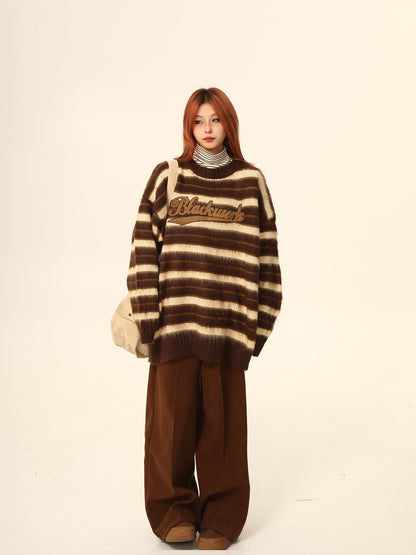 American Vintage Brown Maillard Striped Sweater