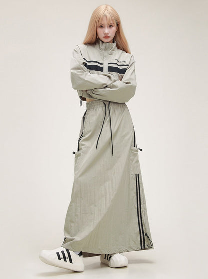 American Sportswear Crop Jacket Skirt Set-up