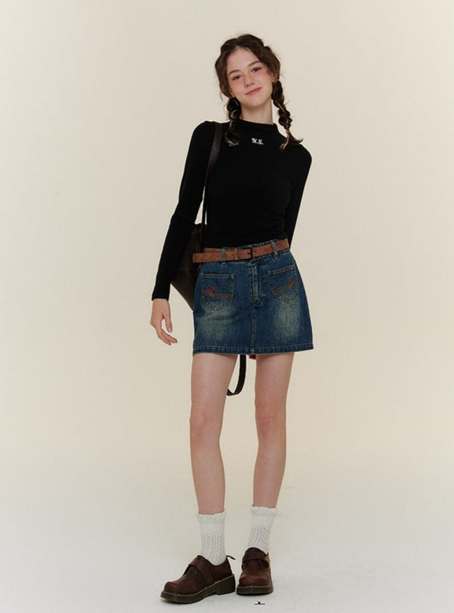 Amerikaner Retro Taille A-Line Small Jeansrock