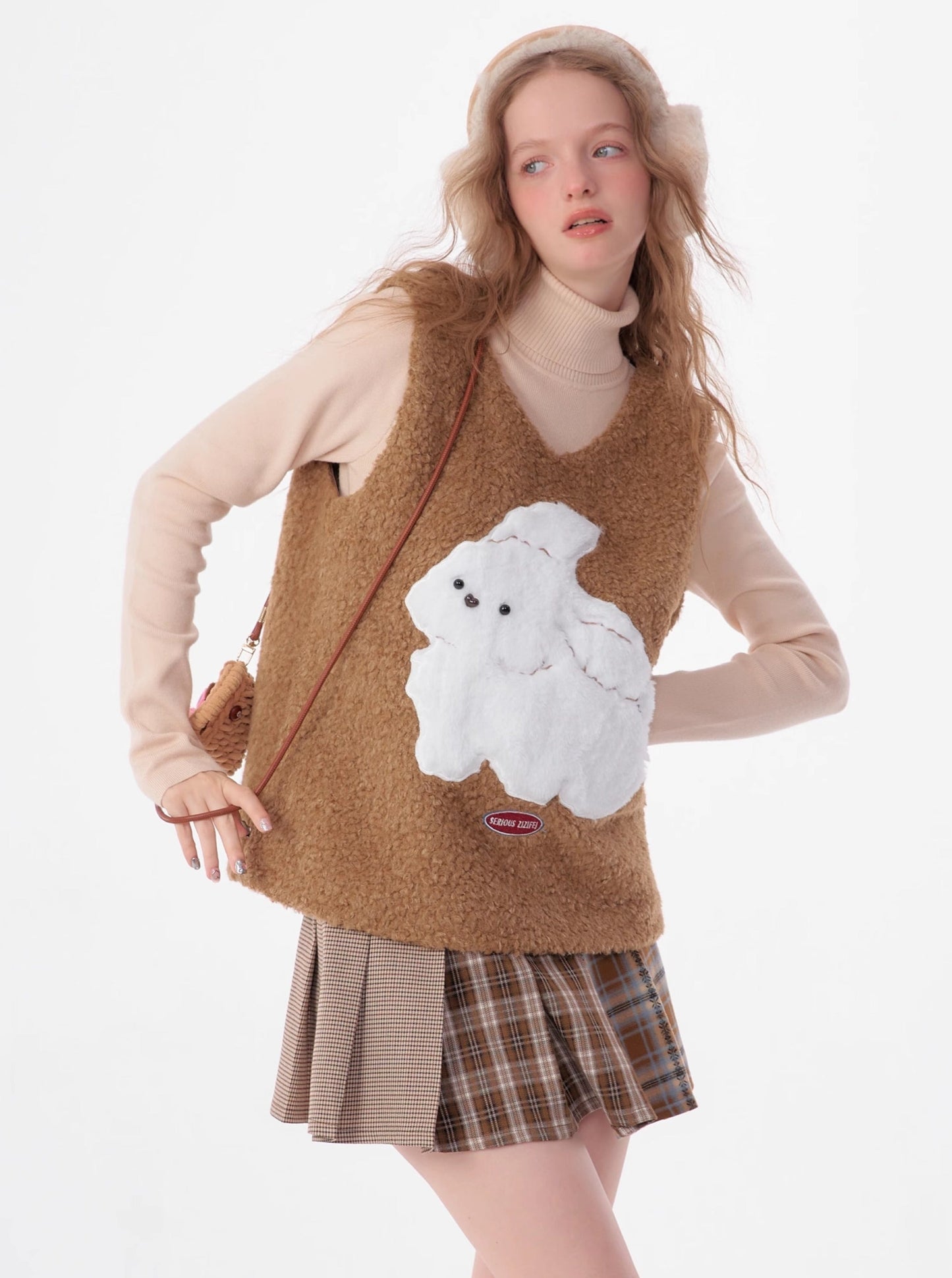 american retro rabbit sweater coat