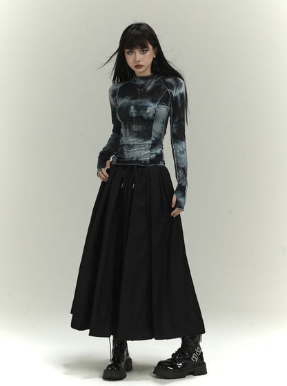 Yamamoto -Stil dunkler Falten -Culottes -Rock