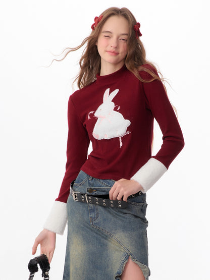 american vintage bunny christmas  sweater