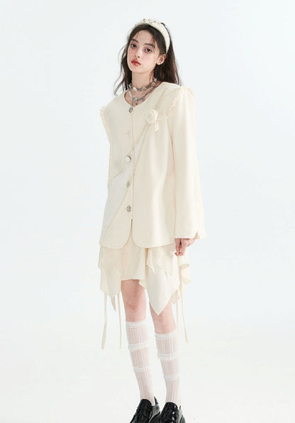 Off-white V-neck Blazer Coat