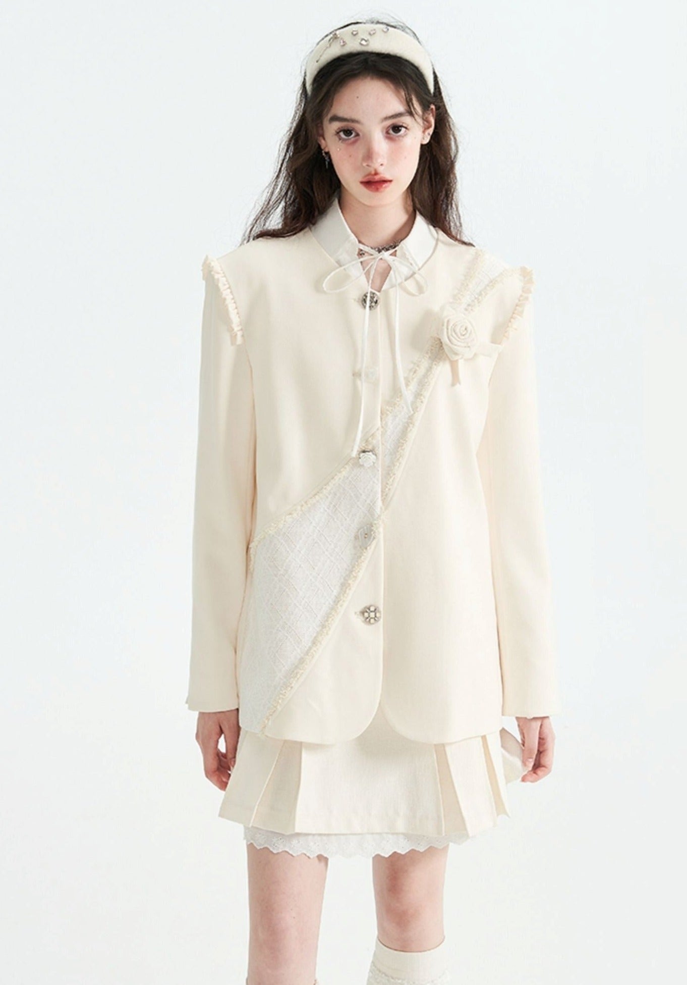 Off-White V-Neck Blazer-Mantel