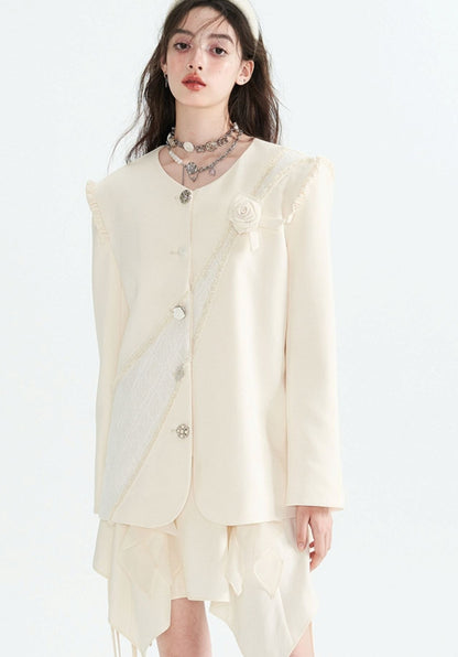 Off-White V-Neck Blazer-Mantel