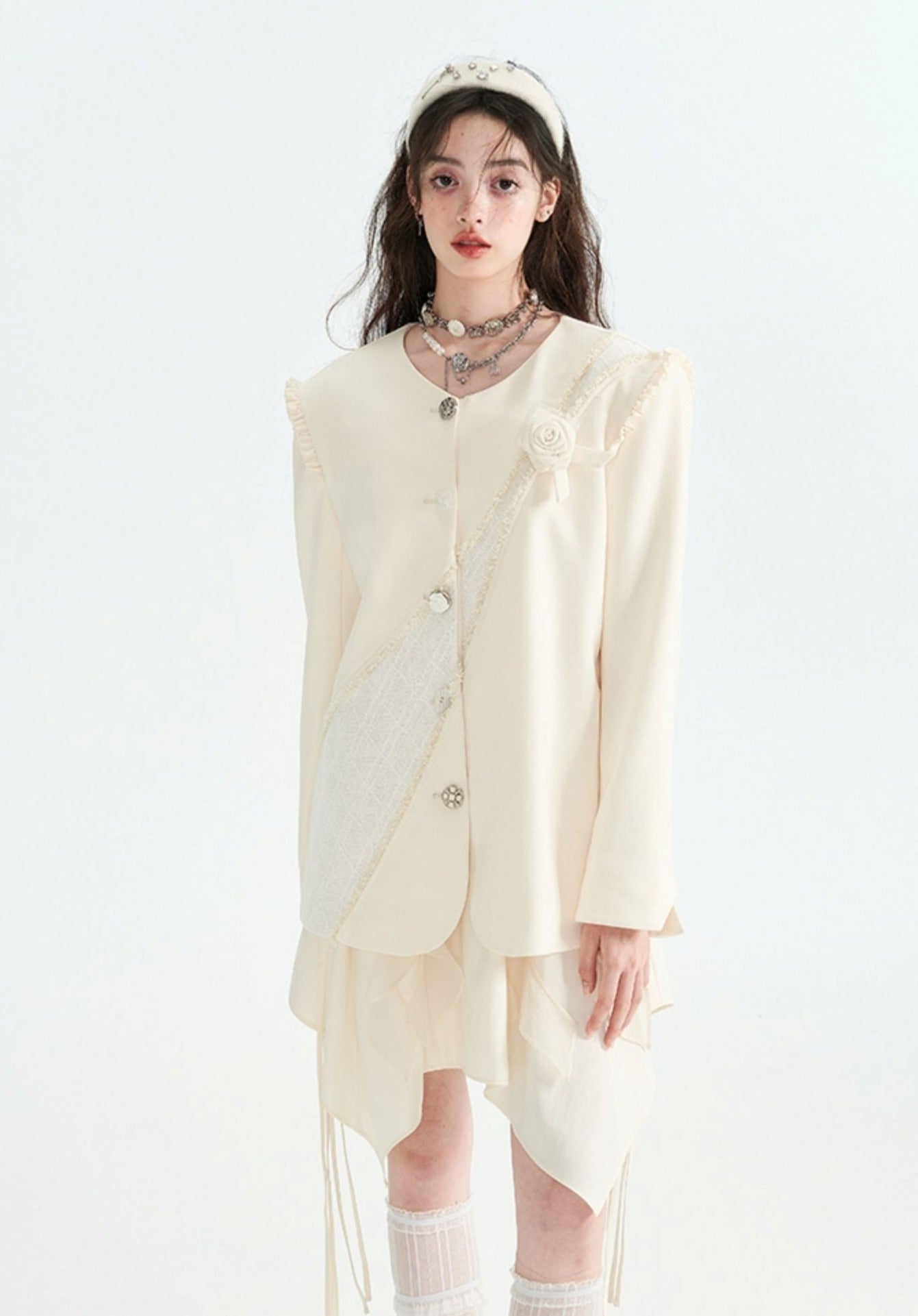 Off-white V-neck Blazer Coat