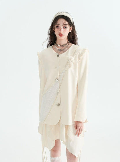 Off-white V-neck Blazer Coat