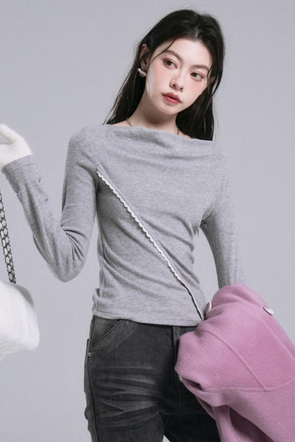 Swing-Neck Long-Sleeve Tops