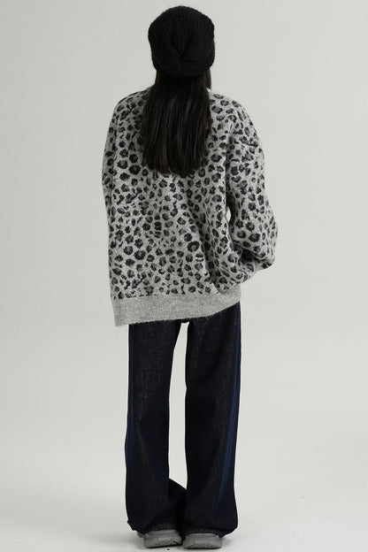 Leopard Print Knit Cardigan 