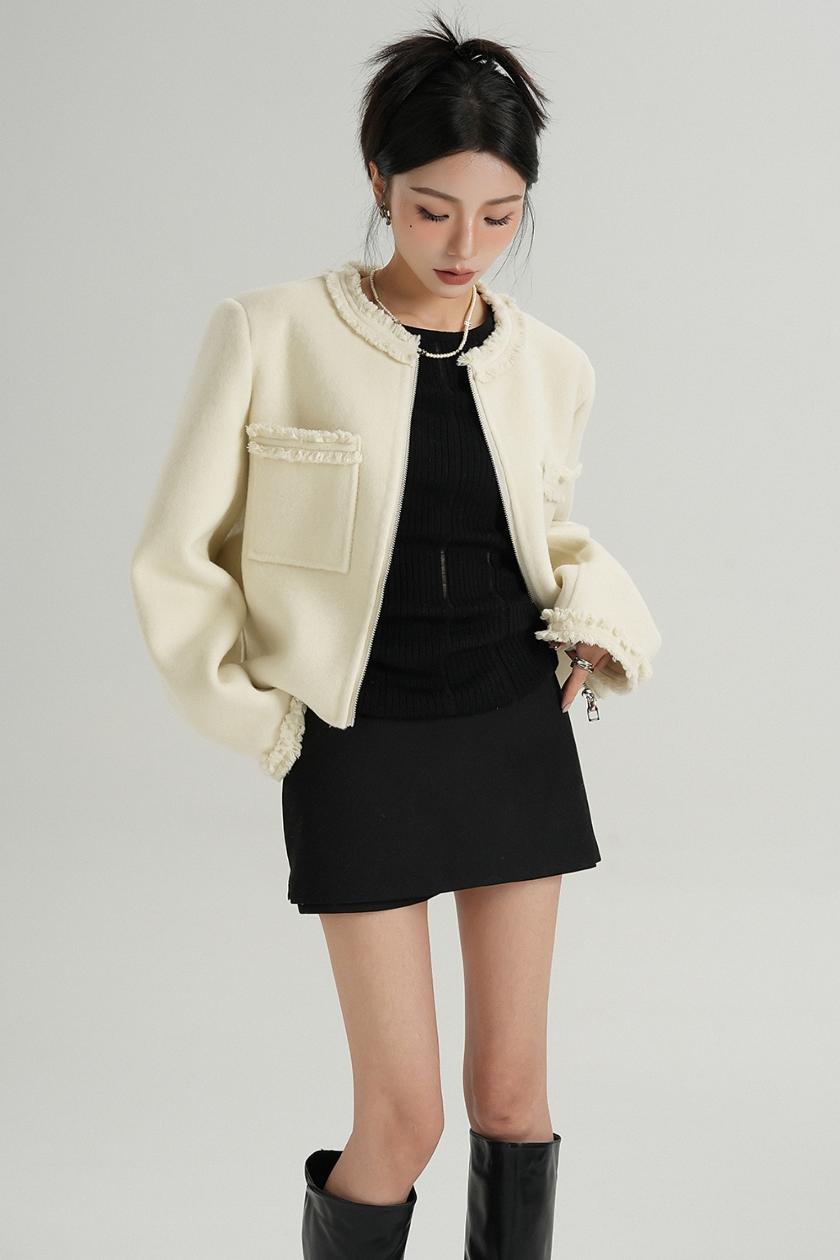 Tassel Edge Tweed Short Jacket 