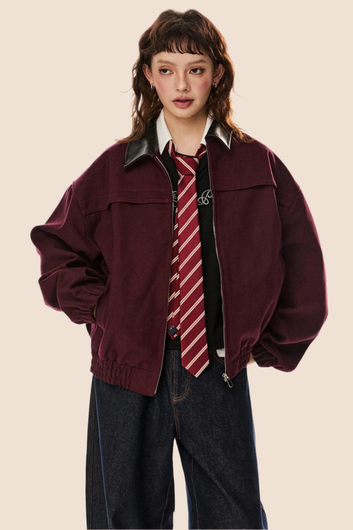 Veste décontractée à revers lâche 