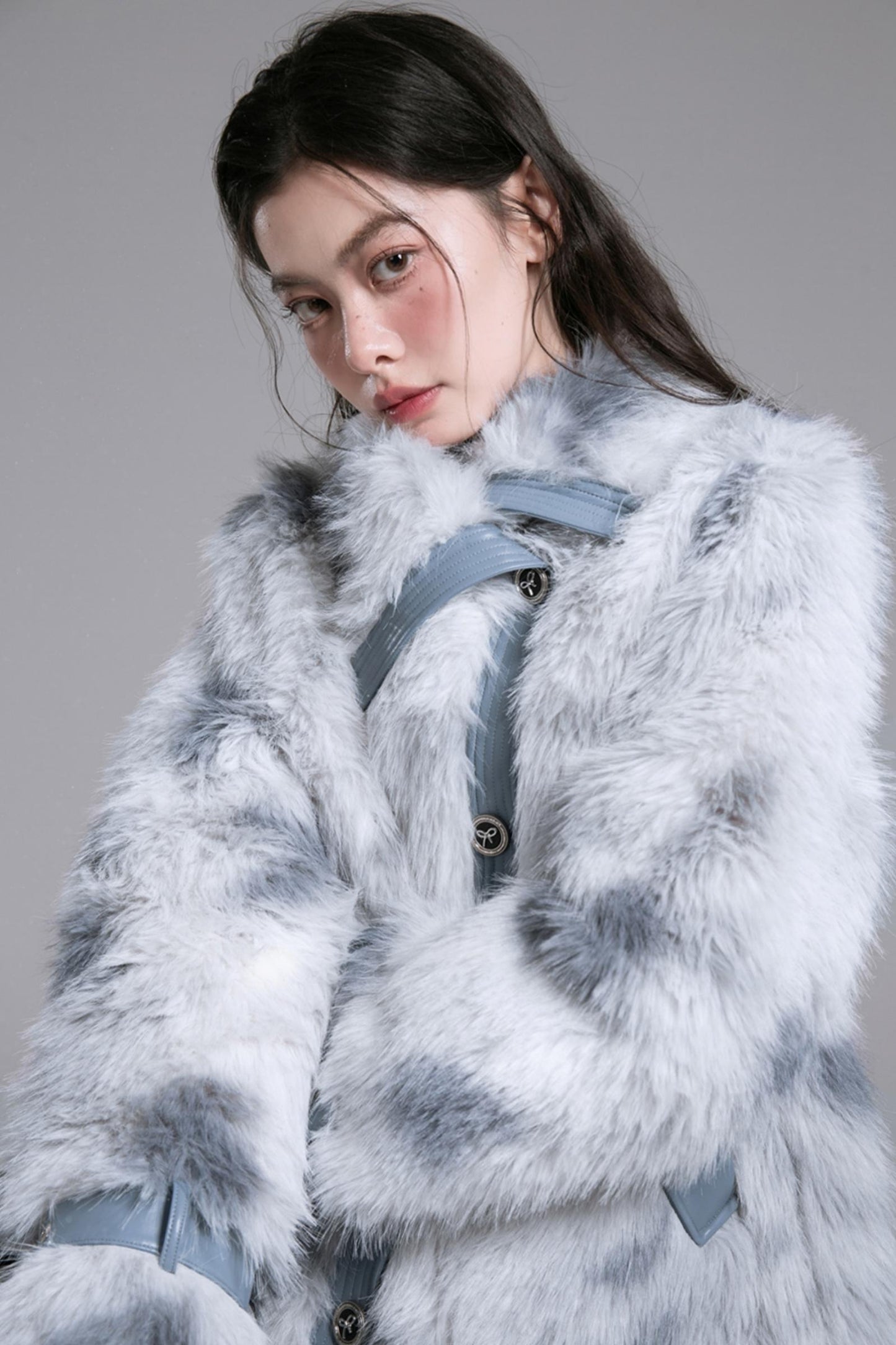 Slanted Lapel Fur Coat