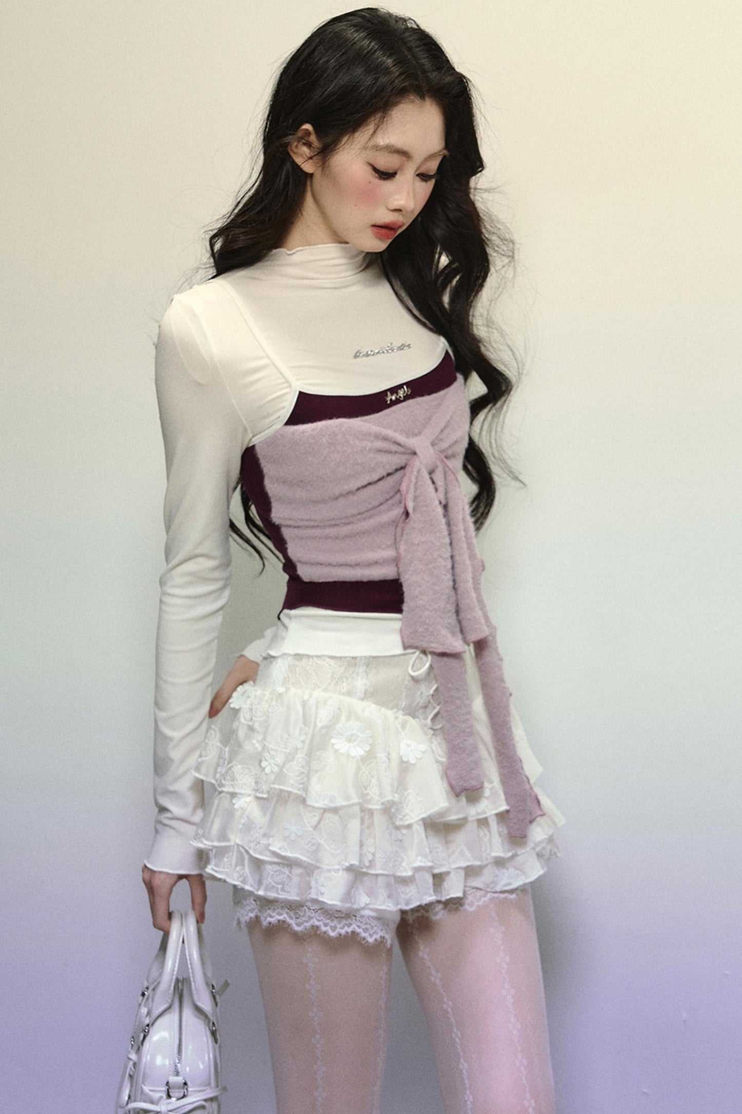 High-Waisted Jacquard Short Skirt