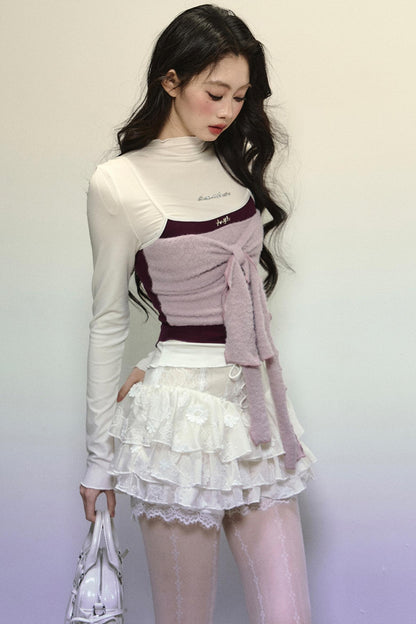 High-Waisted Jacquard Short Skirt