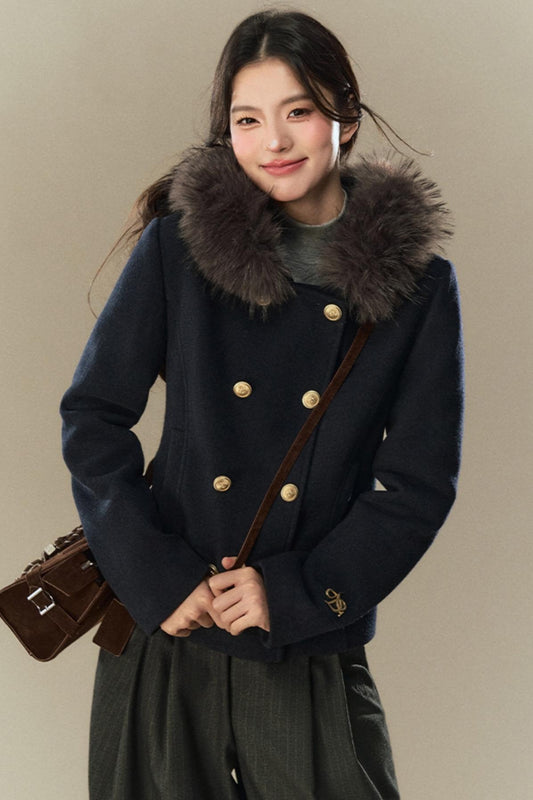 Hooded Fur Collar Cotton Down Jacket