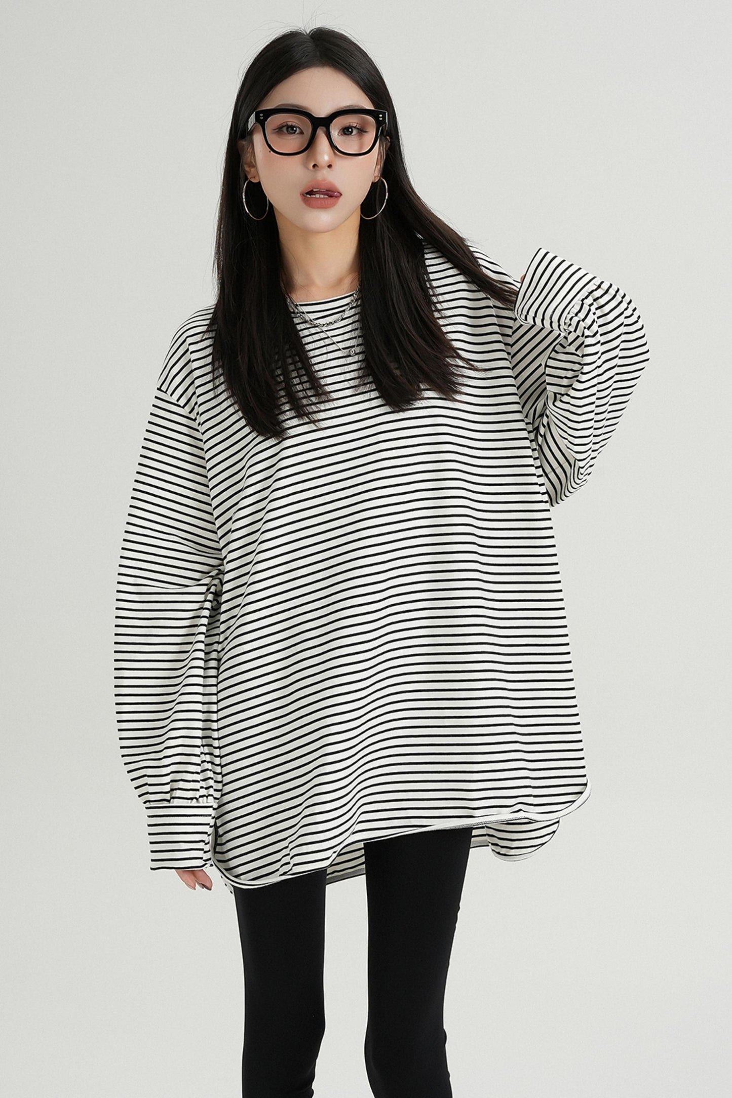 Striped Loose Crew Neck T-Shirt