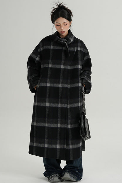 Plaid Wool Long Jacket