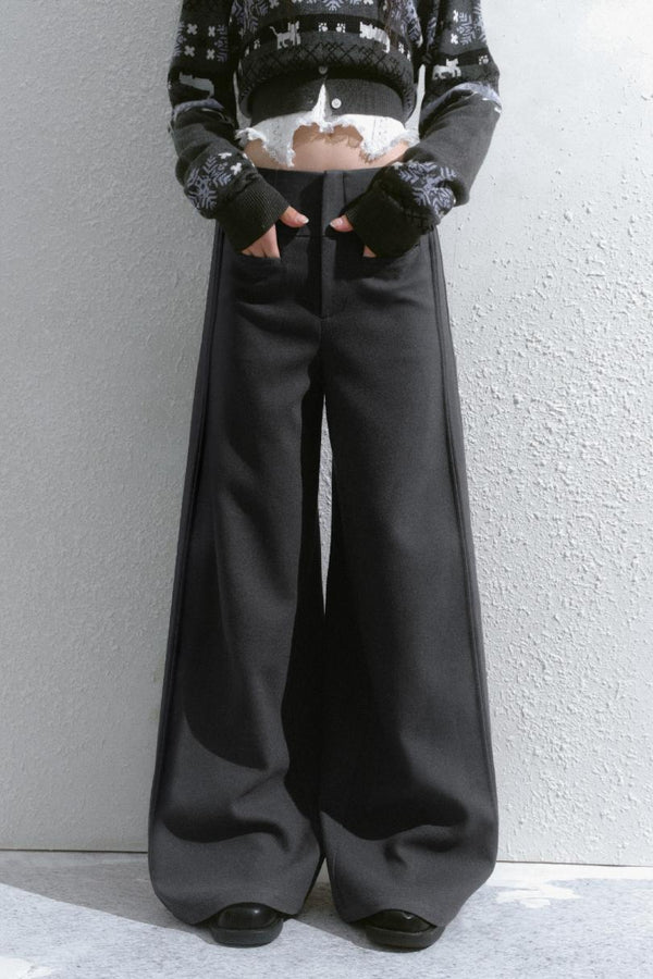 캐주얼 루즈 와이드 레그 터커 팬츠 